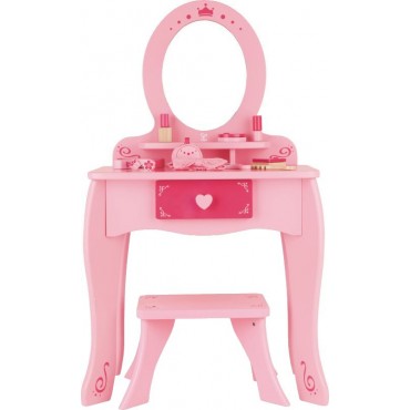 Hape Ξύλινο Σετ Dresser Table And Stool Girl's Vanity-Pink (E8350A)