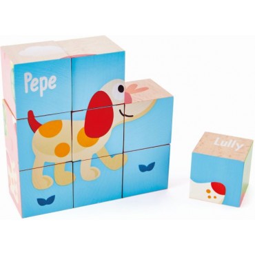 Hape Friendship Puzzle Blocks (E0452A) - Ο Πέπε & Οι Φίλοι Του Σχηματίζουν Έξι Διαφορετικές Εικόνες - 9Τεμ.