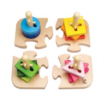 Hape Creative Peg Puzzle (E0411A) - Δημιουργικό Παζλ Με Πολύχρωμα Διαφορετικά Σχήματα & Πασσάλους