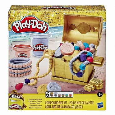 Hasbro Play-Doh 6 Βαζάκια Πλαστελίνης Treasure Splash για 3+ Ετών
