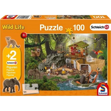 Puzzle Κέντρο Έρευνας Ζώων με 2 Φιγούρες 100pcs Schmidt Spiele