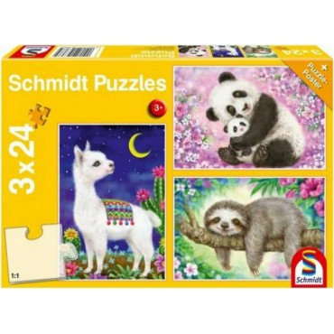 Puzzle Panda, Lama, Sloth 3x 24pcs Schmidt Spiele