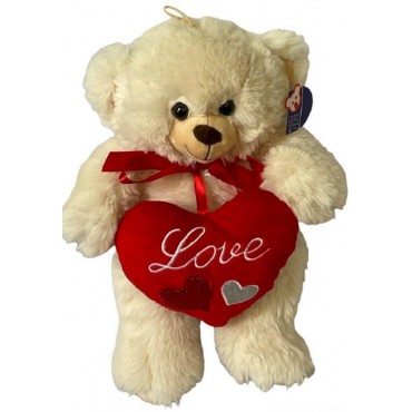 Γούνινο αρκουδάκι με καρδιά Love, 35cm